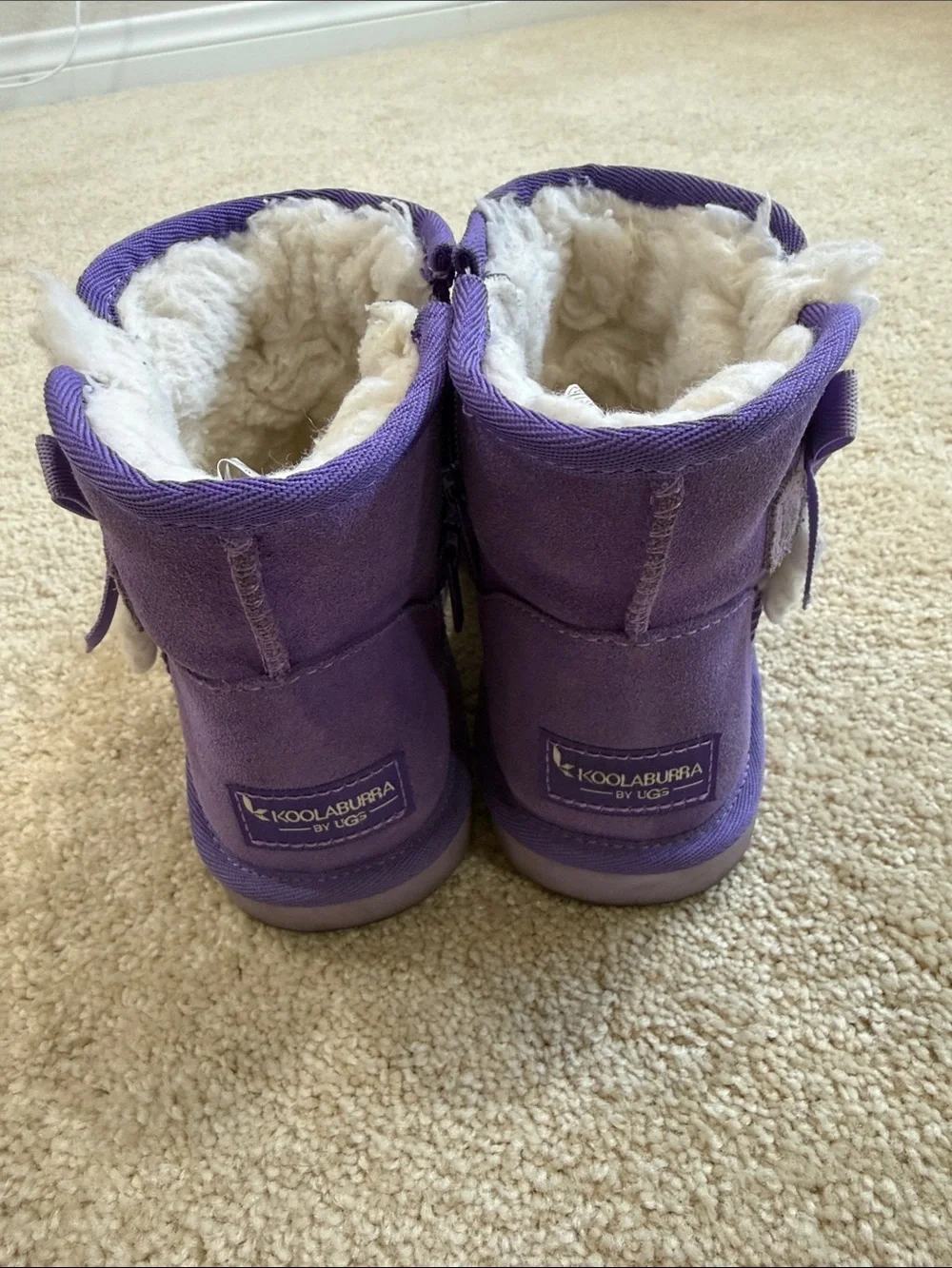 Koolaburra Purple Girls Bow Fleece-Lined Kids Boots